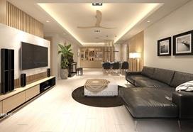 Thiết kế nội thất chung cư hiện đại với gỗ óc chó Mandarin Garden 2 tại Tân Mai